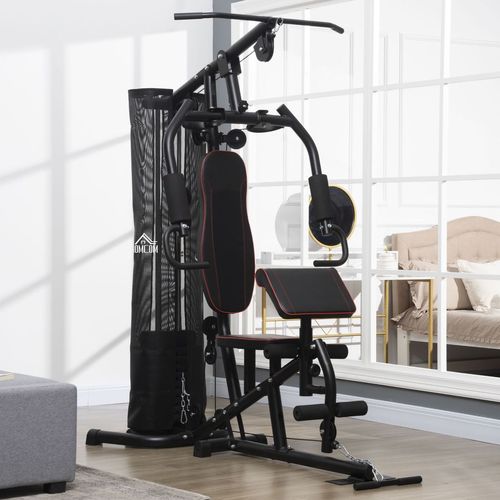 HOMCOM Multi Gym Fitness Equipment Exercise Machine with 45Kg Weight Stack - Roesports