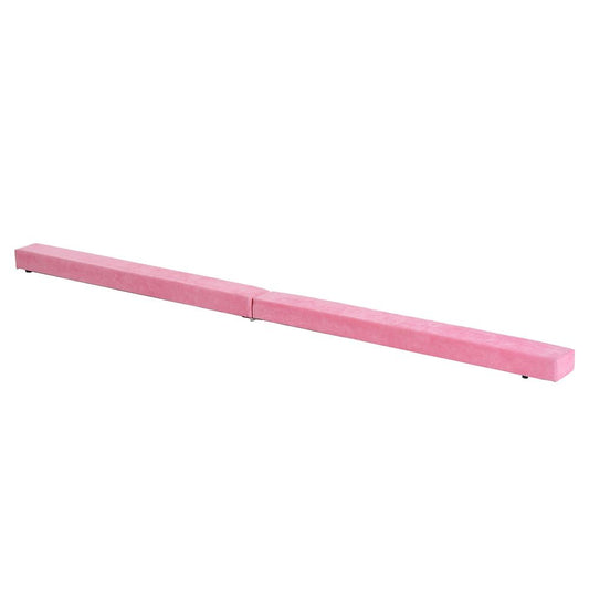 HOMCOM Balance Beam Trainer Fold Performance Gymnastics Suede Pink 2.1M Home - Roesports