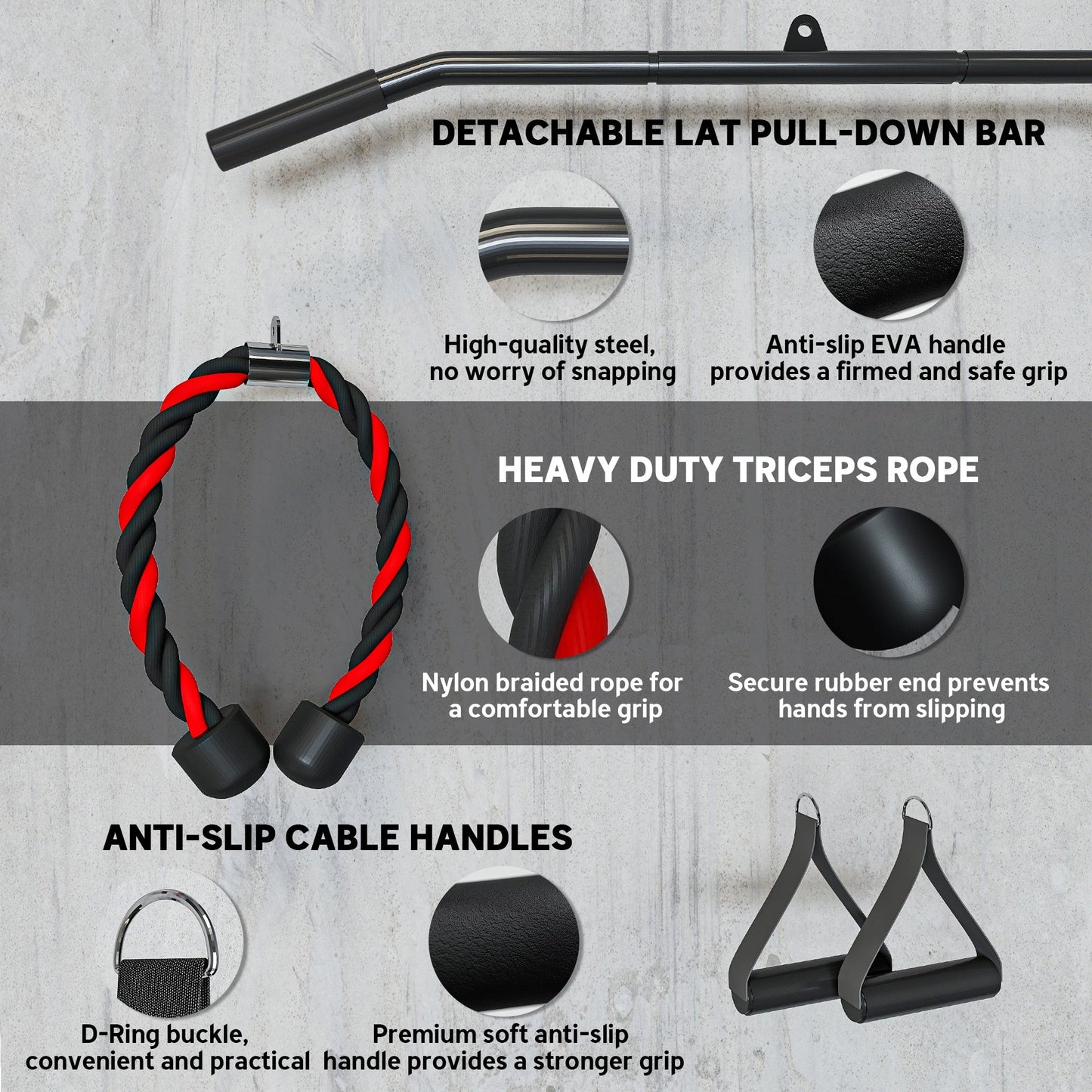 SPORTNOW Weight Pulley System, Cable Pulley System for Home Gym, Cable Machine LAT Pull Down Attachment for Biceps Curl, Tricep, Arm Workouts -
