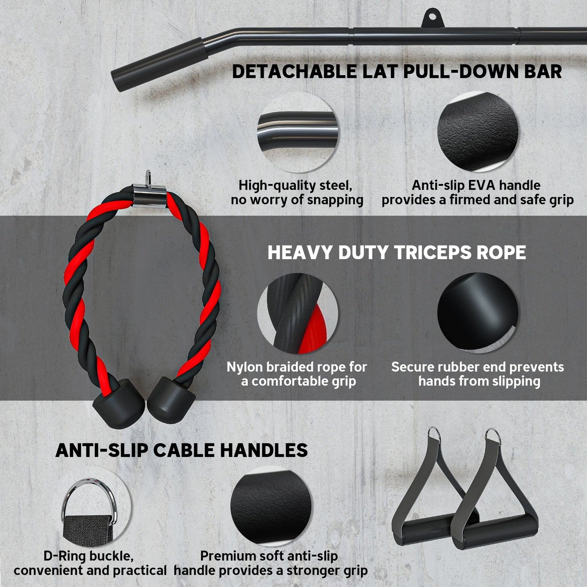 SPORTNOW Weight Pulley System, Cable Pulley System for Home Gym, Cable Machine LAT Pull Down Attachment for Biceps Curl, Tricep, Arm Workouts -