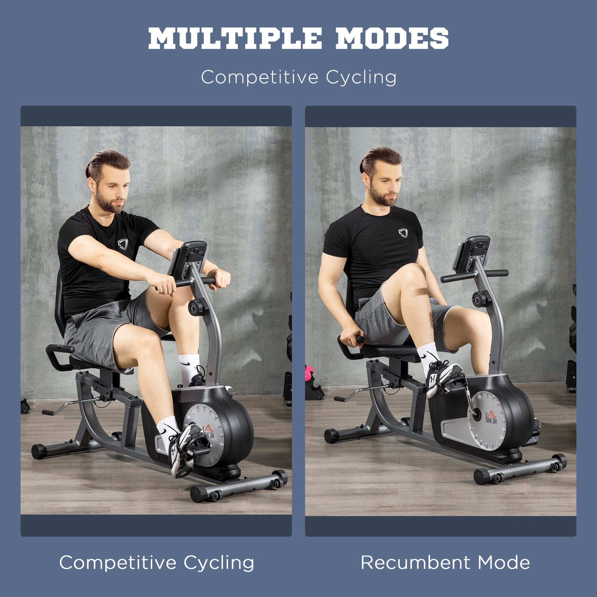 HOMCOM Exercise Bike with LCD Display, Stationary Bike with Quiet 8-Level Magnetic Resistance, Adjustable Seat and Backrest, Indoor Cycling Exercise Equipment for Home Gym Fitness Workout Training -