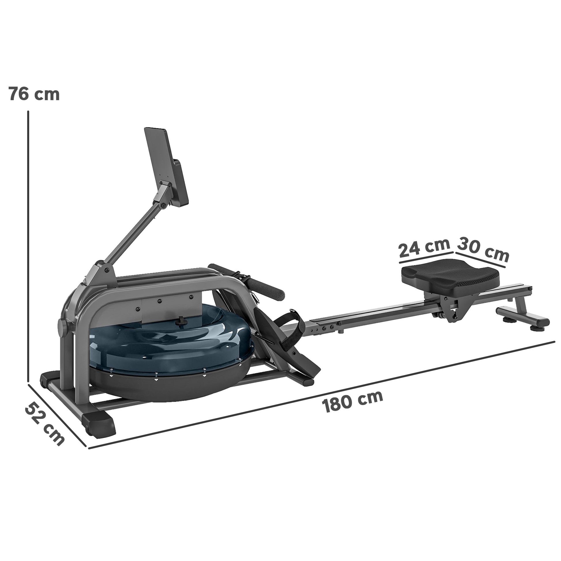 SPORTNOW Water Rowing Machine with Wheels, Vertical Storage, Adjustable Resistance, for Strength, Cardio Training -