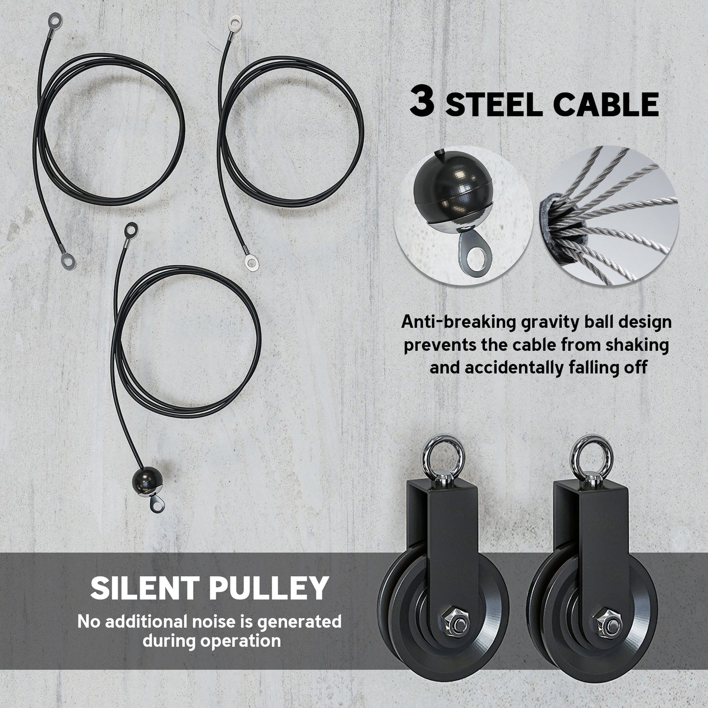 SPORTNOW Weight Pulley System, Cable Pulley System for Home Gym, Cable Machine LAT Pull Down Attachment for Biceps Curl, Tricep, Arm Workouts -